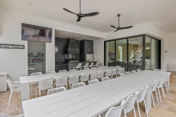 Enjoy your meal from the barbecue at the outside tables that offers combined seating for 36