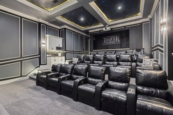 200" screen, stunning HDR visuals, and a cutting-edge 4K Laser projecor, seats for up to 24 guests