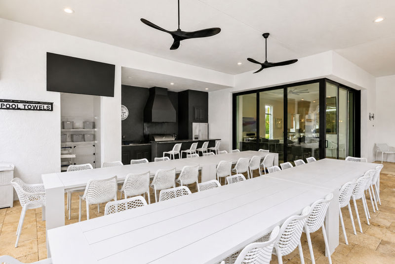Enjoy your meal from the barbecue at the outside tables that offers combined seating for 36