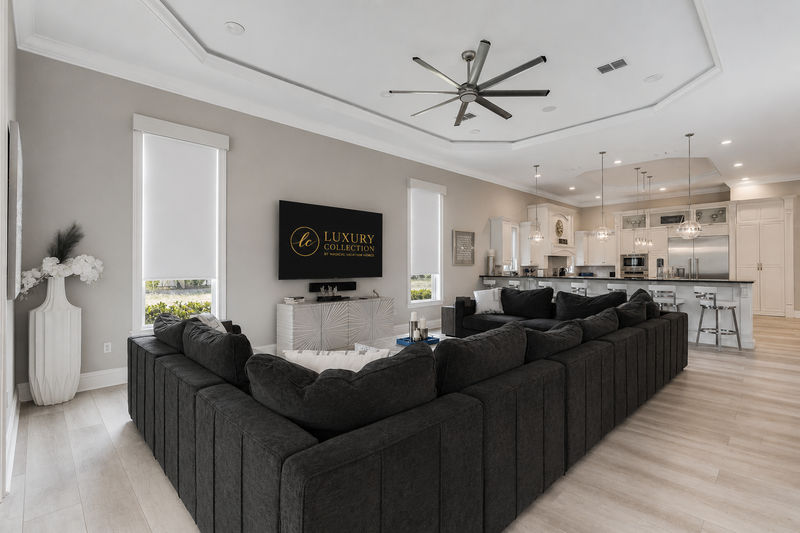 Gather around the second living area with a SMART TV and ample seating