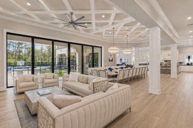 This luxurious villa offers an open floor plan throughout