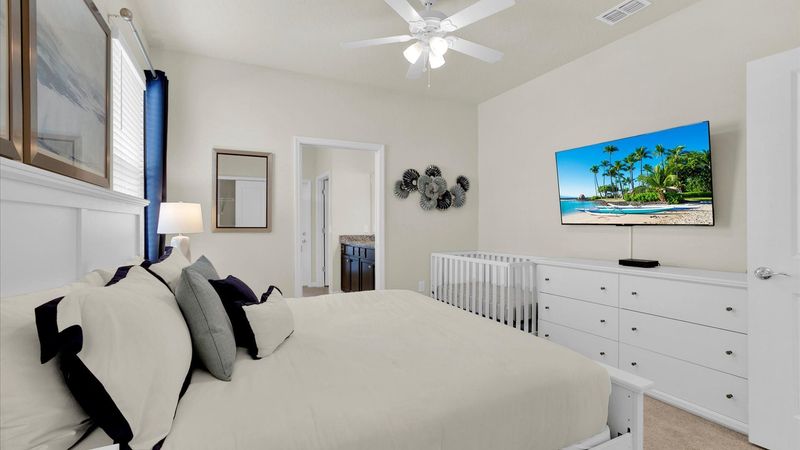 Master King Bedroom 1 (Angle)
55" Roku TV
Wood Crib