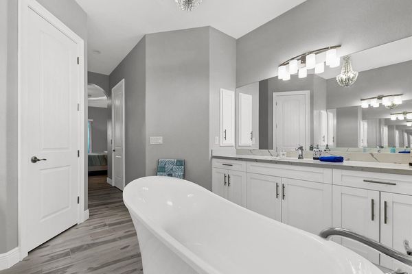 Gorgeous master bathroom with huge soaking tub
