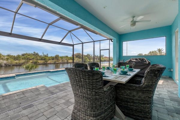 Perfect outdoor space overlooking the pool and canal.