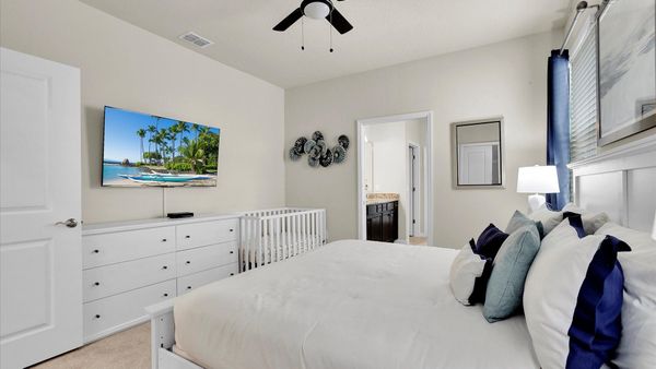 Master King Bedroom 1 (Angle)
55" Roku TV
Wood Crib