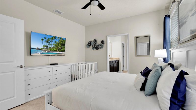 Master King Bedroom 1 (Angle)
55" Roku TV
Wood Crib