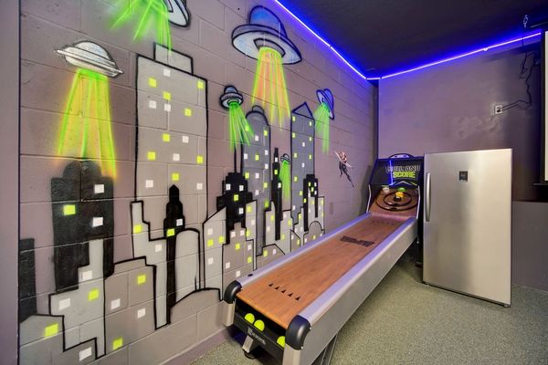 Grab an iced beverage from the full sized fridge in the theater!