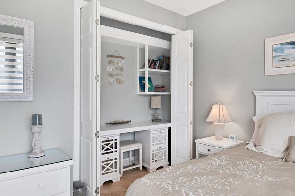 Office space in queen guest bedroom