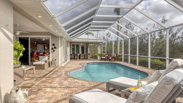 Private pool overlooks the canals