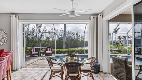 Breakfast table overlooks the lanai and pool