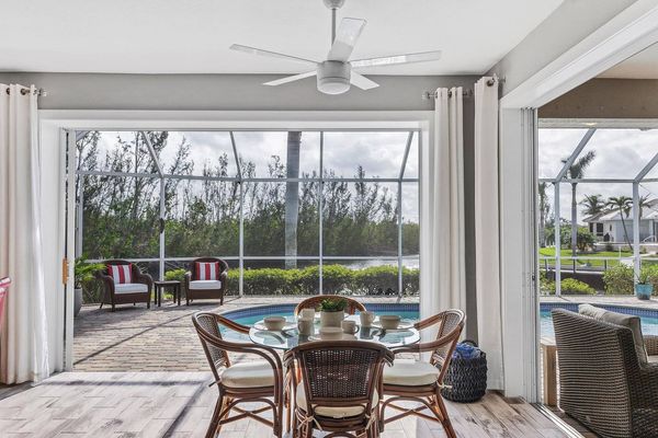 Breakfast table overlooks the lanai and pool