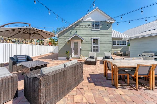 Private outdoor patio with cafe lights