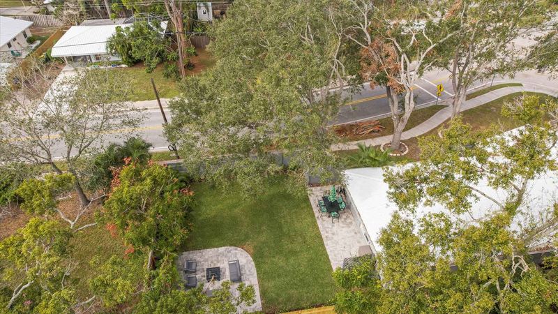 Aerial view of backyard