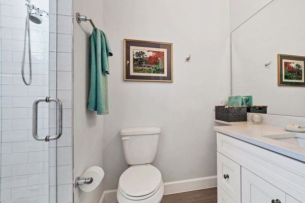 Upstairs guest bathroom with walk-in shower