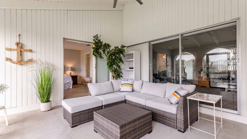 Soak up the Beautiful Florida atmosphere on the relaxing lanai overlooking the canal