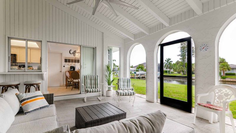 Relaxing lanai with canal views