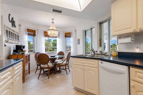 Spacious kitchen overlooks the canal
