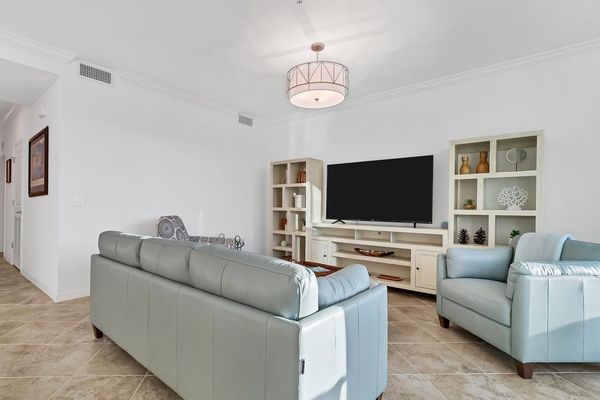 Living room with 65 inch TV for streaming