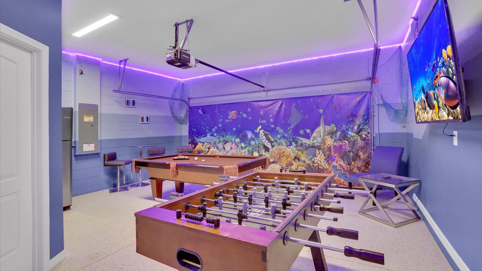 Game Room
65" Roku TV
Pool Table
Foosball