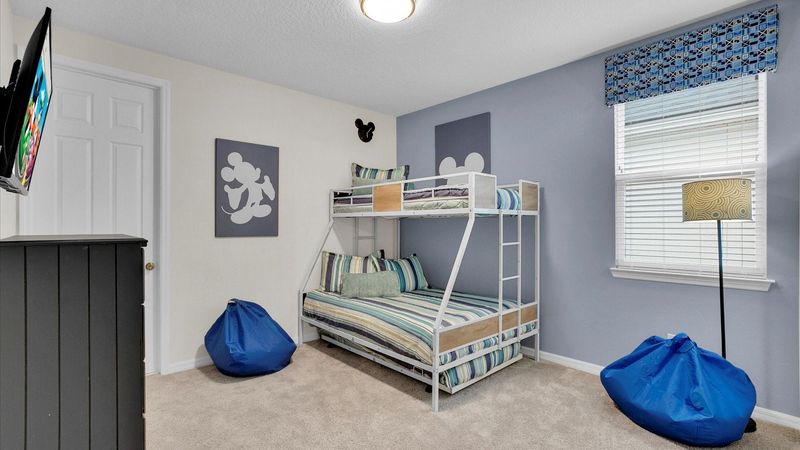 Twin/Double Bunk + Twin Trundle Bedroom 7 Upstairs
Shared Bathroom