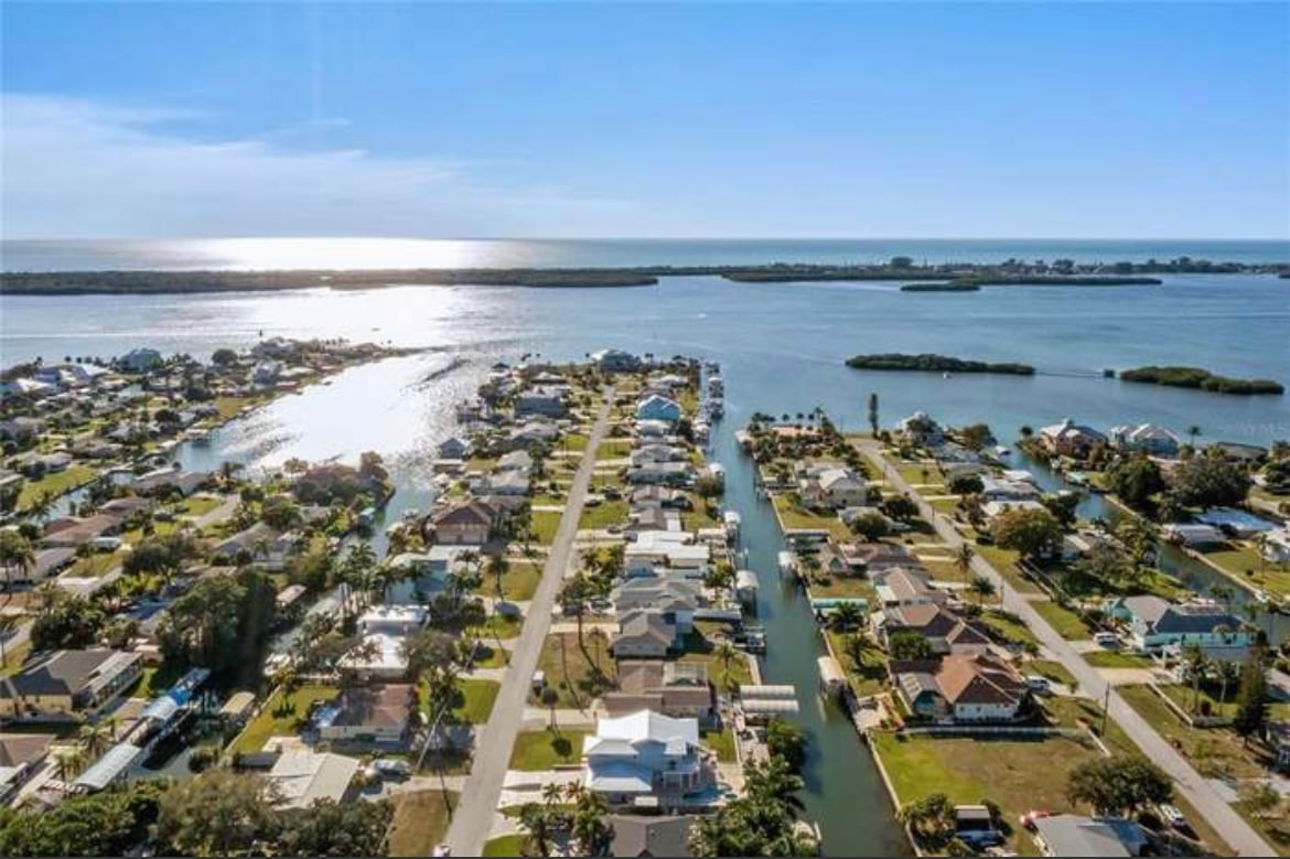 Aerial View to Lemon Bay and the Gulf from the house (Boat lift not available)
