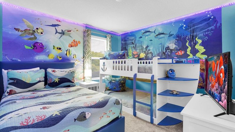 Twin/Twin Bunk + Double Bedroom 5
Upstairs
32" Roku TV
Nemo Theme