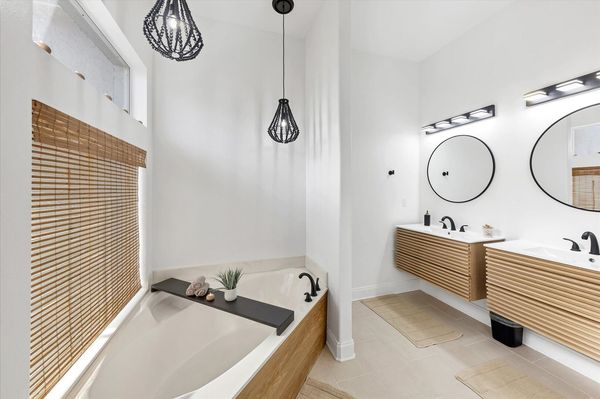 Soaking tub in master bathroom