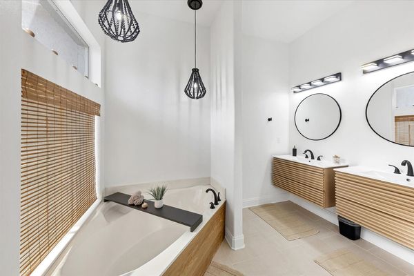 Soaking tub in master bathroom