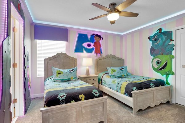 Twin/Double Bedroom 5 Upstairs
Shared Bathroom
Monster. Inc Theme