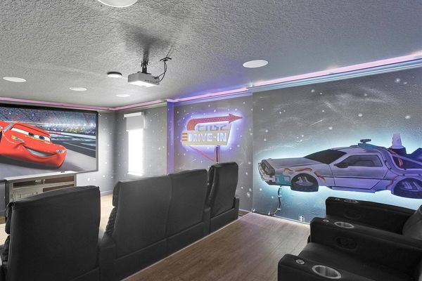 Theater Room
120" screen, Surround sound
Cars- drive in -  Theme