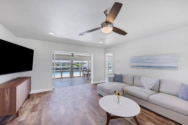 Spacious living room
Full-size sleeper sofa
65" Smart TV