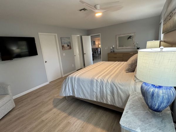 Primary bedroom with king bed and ensuite