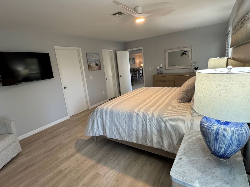 Primary bedroom with king bed and ensuite