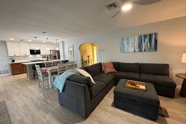 Open living space with comfortable living room and kitchen space