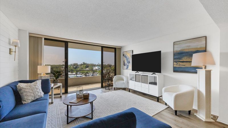 Comfy sectional, large 65" Smart TV