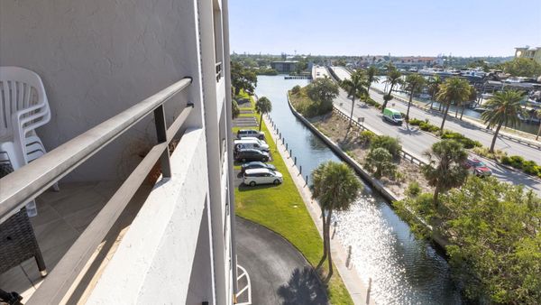 Canal view with large boat dock