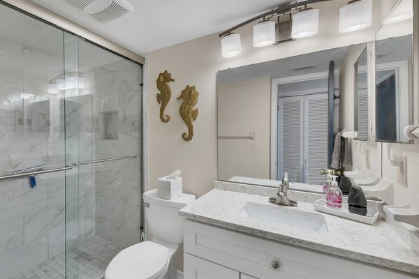 Gorgeous second bathroom with walk-in shower.