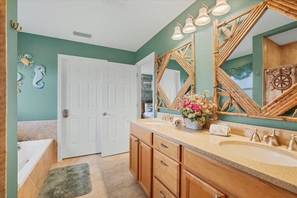 Master bathroom with dual vanities