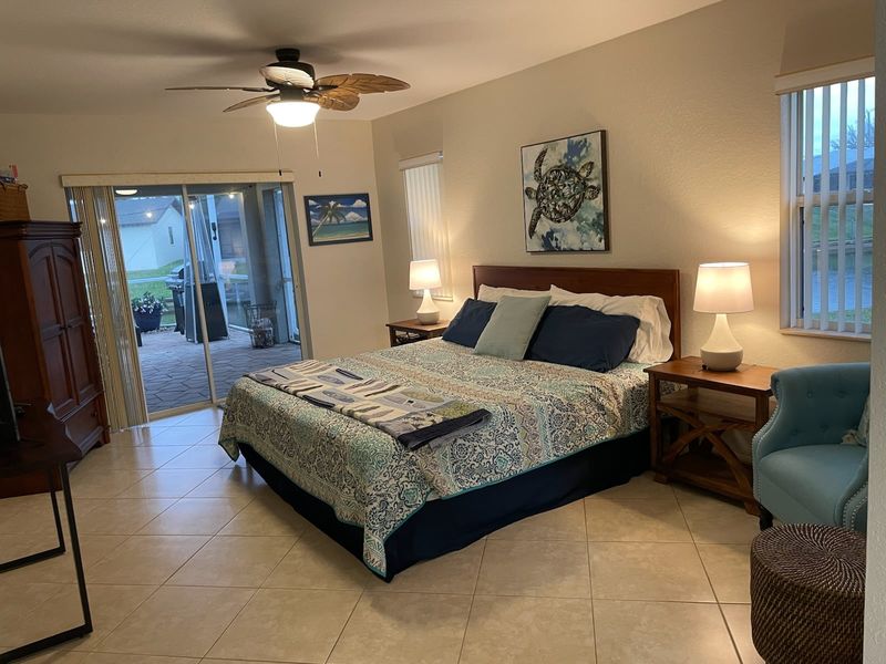 Primary bedroom with king bed & 43-inch Smart TV