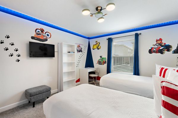 Two Twins Bedroom 2 Upstairs 32" Roku TV Paw Patrol Theme