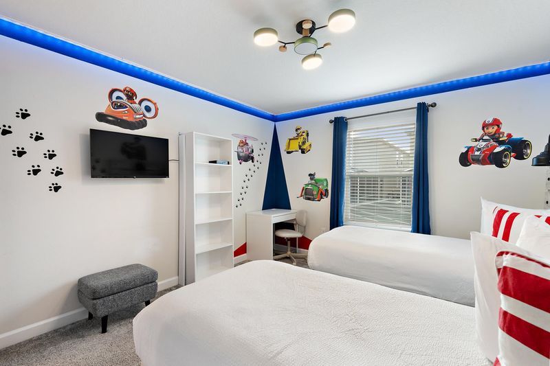 Two Twins Bedroom 2 Upstairs 32" Roku TV Paw Patrol Theme