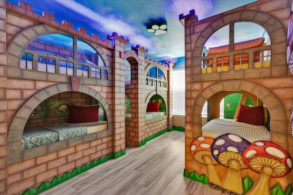 Bedroom 3 - Super Mario, Three Twin/Twin Bunks, Downstairs, No TV