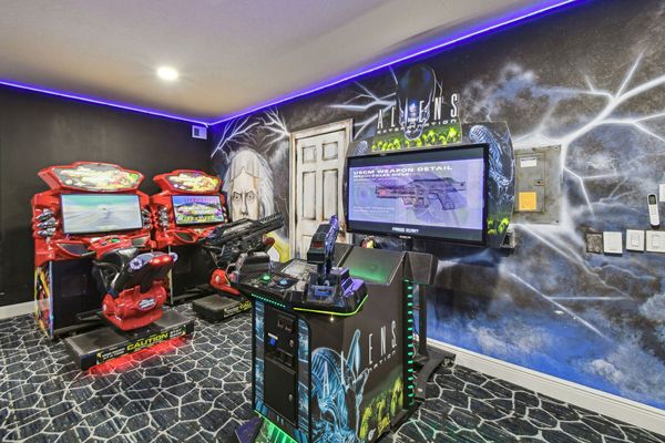 This games room will have enough space for the entire family to enjoy some friendly competition