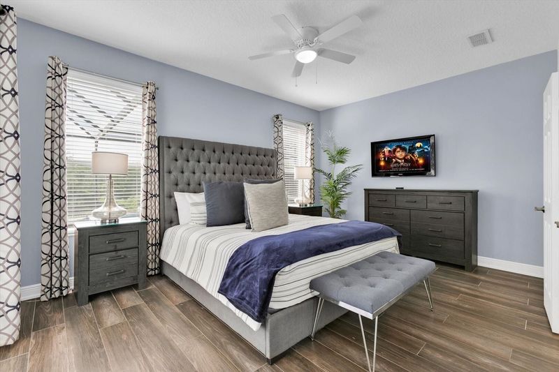 Master King Bedroom 1, Downstairs
Attached Bathroom
43" Smart TV