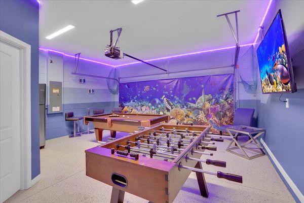 Game Room
65" Roku TV
Pool Table
Foosball