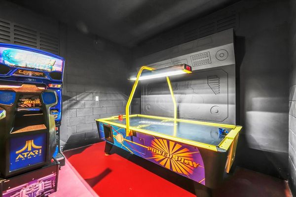 Enjoy a fast-paced game of air hockey