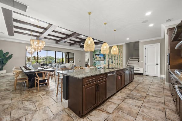 A fully equipped kitchen with breakfast bar