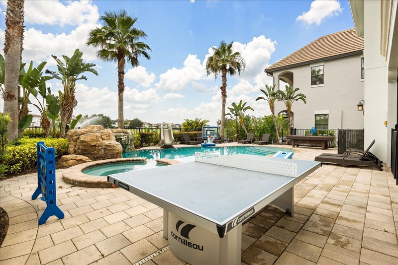 An outdoor Ping pong table to enjoy during your vacation