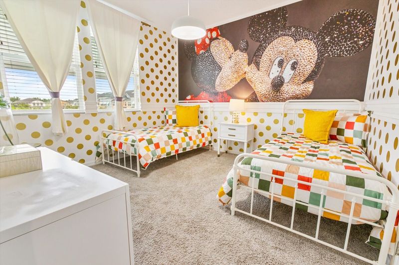 Two Twins Bedroom 5, Upstairs
Shared Bathroom
Mickey Theme