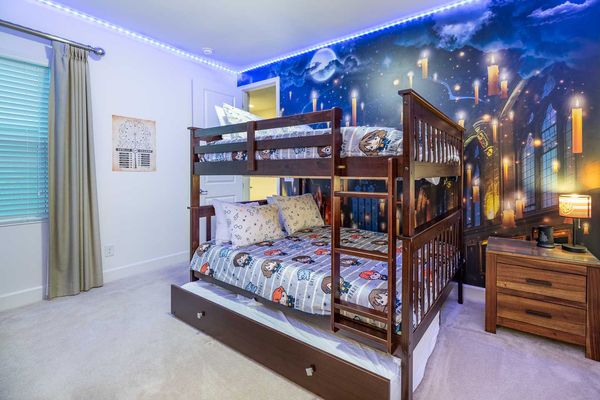 The kids will love this creatively decorated bedroom to spark their imagination and provide a fun-filled retreat
